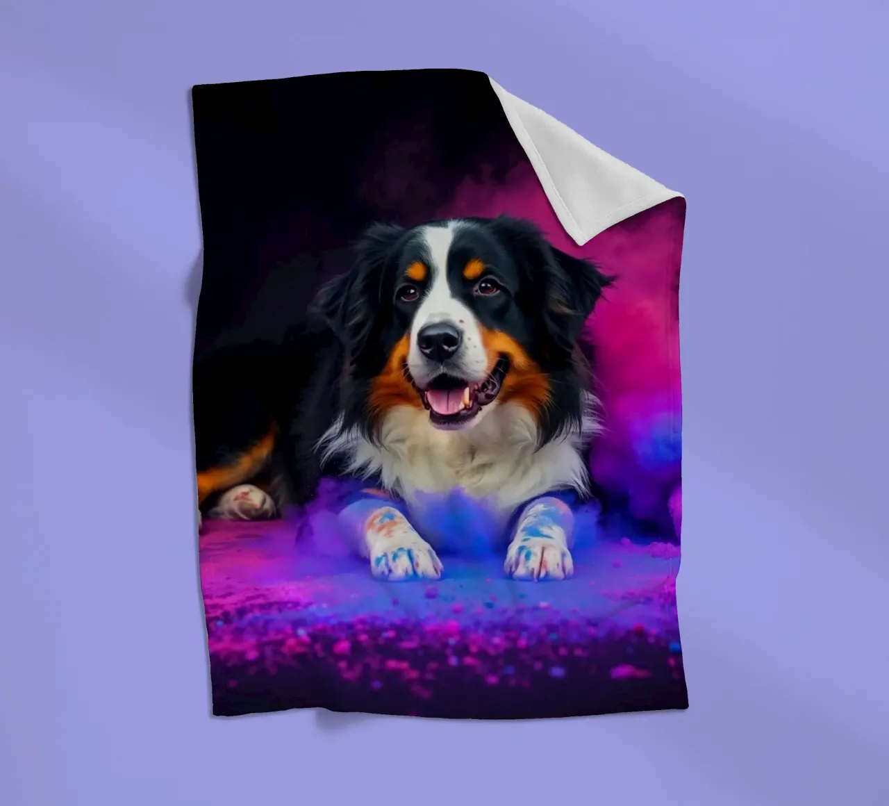 The colorful Bernese Mountain Dog #94 fleece blanket by Yumis.Beargang.and.Me