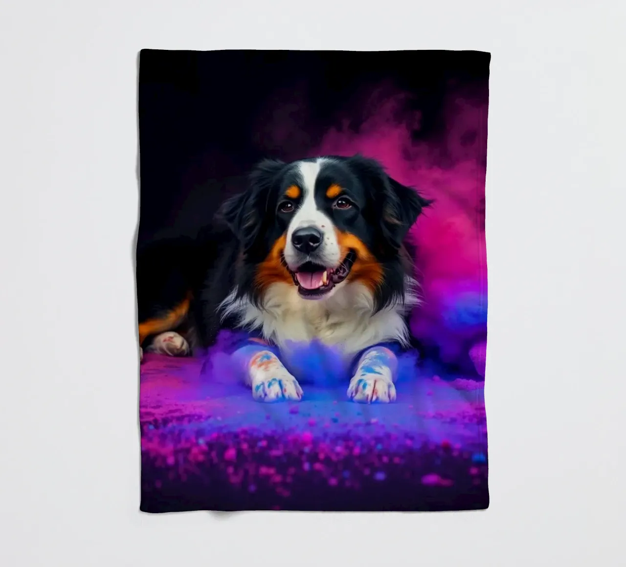 The colorful Bernese Mountain Dog #94 fleece blanket by Yumis.Beargang.and.Me