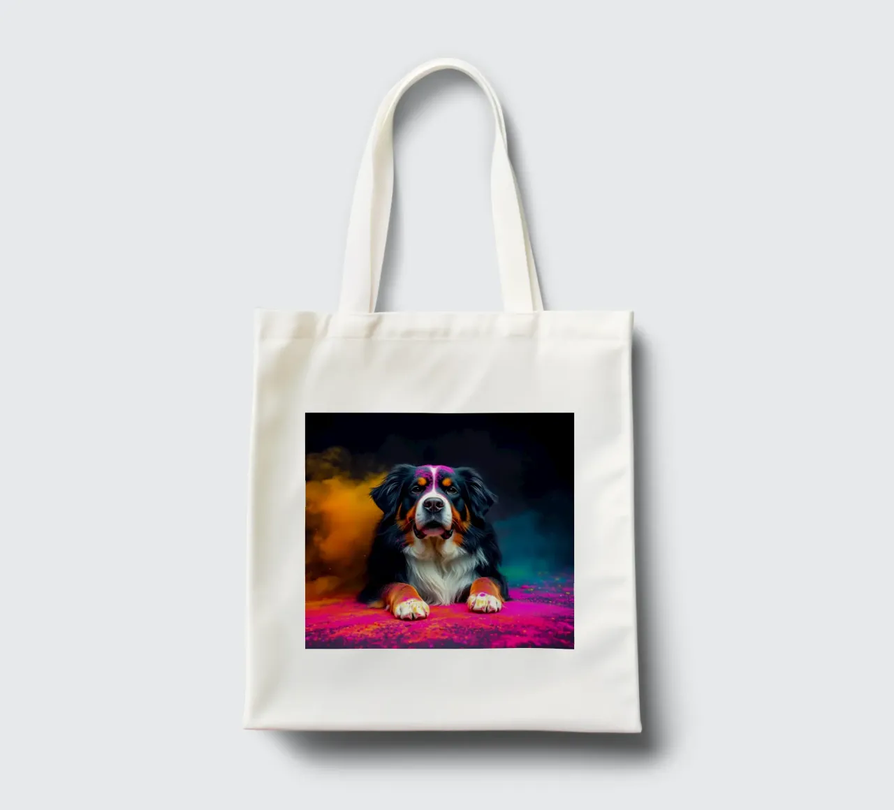 The colorful Bernese Mountain Dog #98 tote bag by Yumis.Beargang.and.Me