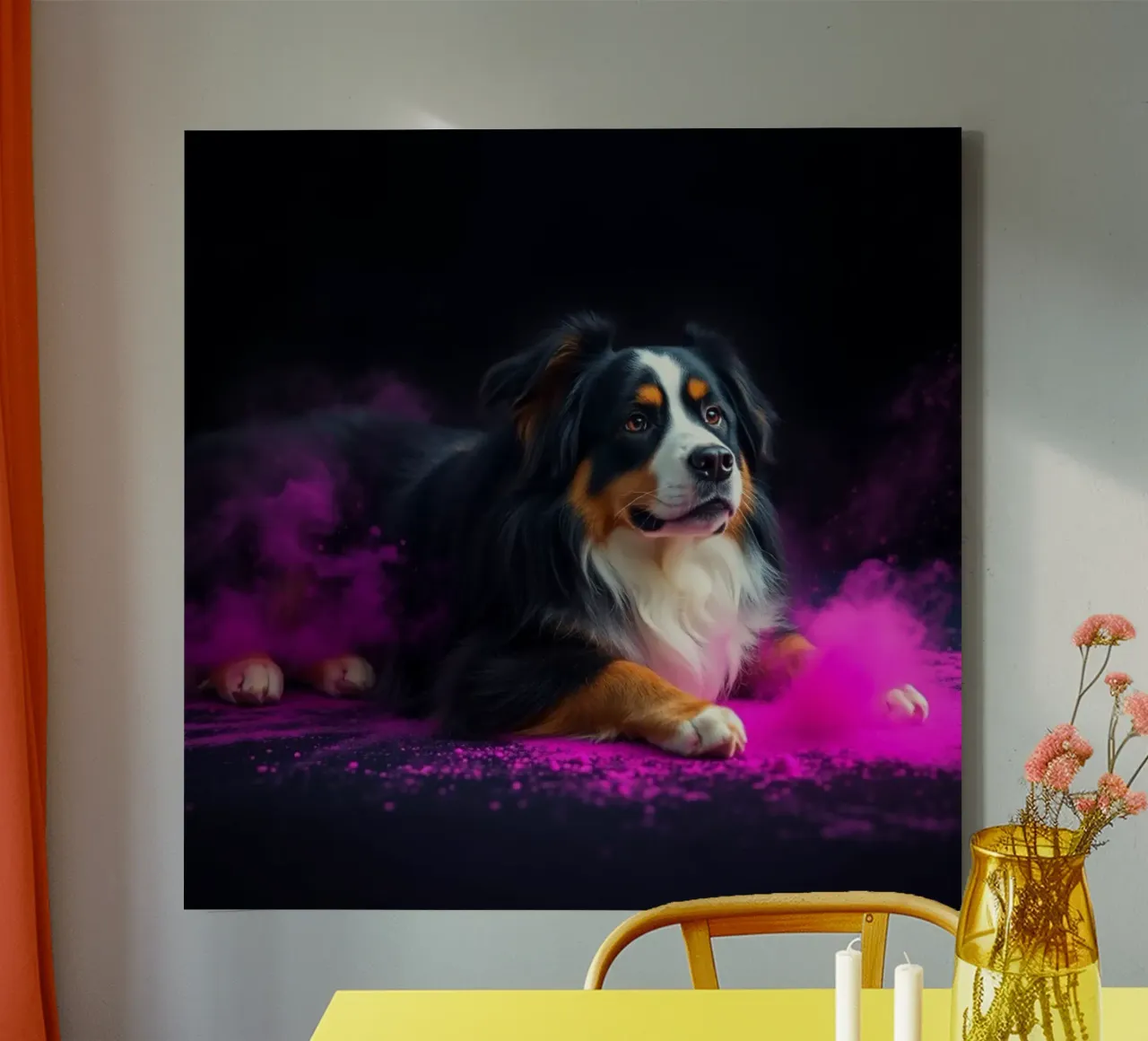 The colorful Bernese Mountain Dog #99 canvas by Yumis.Beargang.and.Me