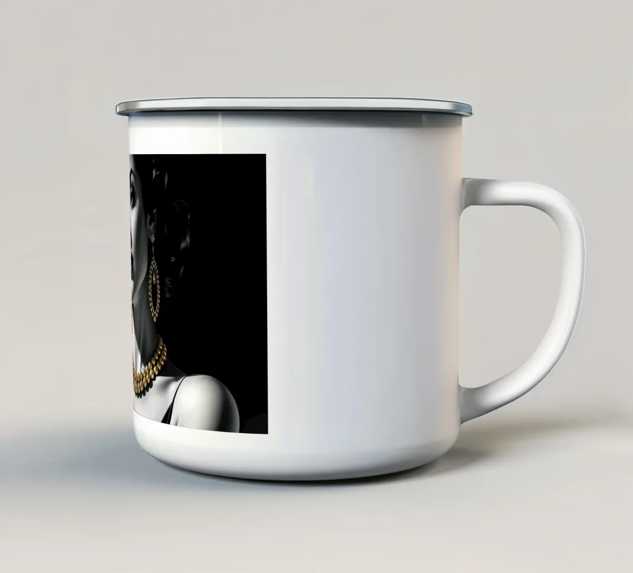 Ritratto in bianco e nero tazza in smalto da Magic Screen