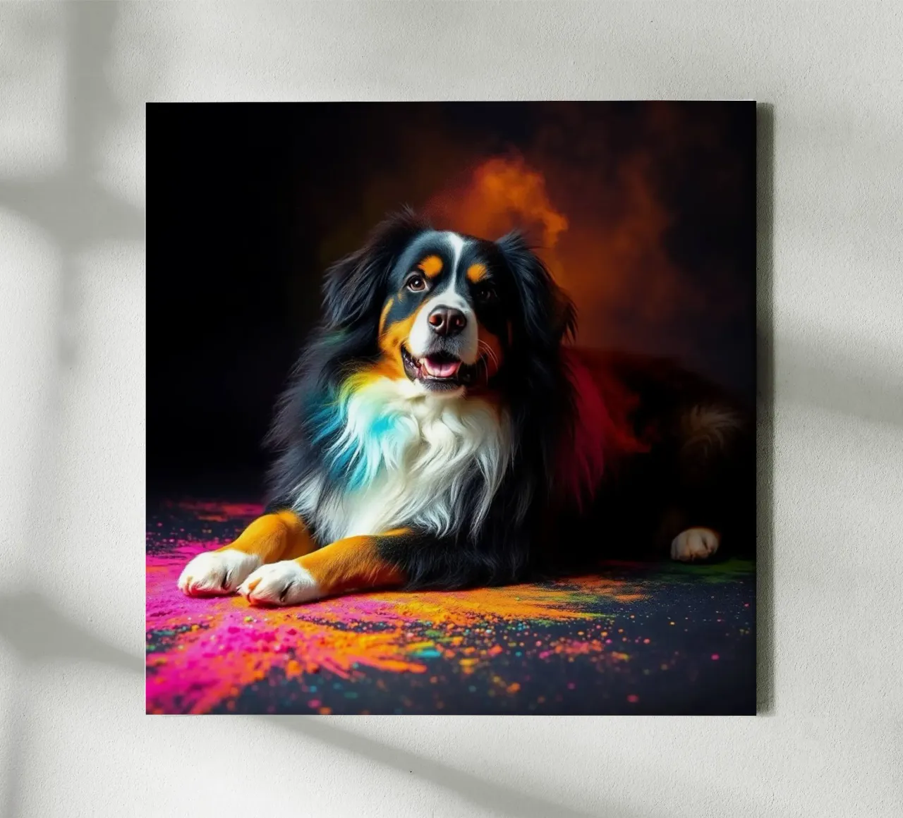The colorful Bernese Mountain Dog #100 canvas with Floater frame by Yumis.Beargang.and.Me