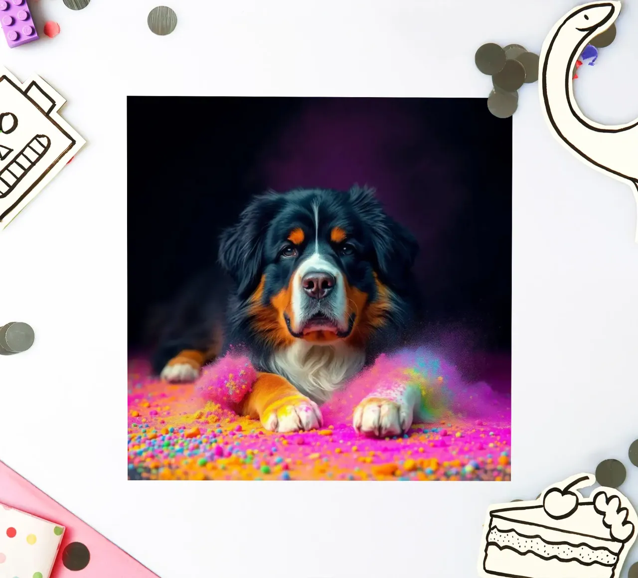 The colorful Bernese Mountain Dog #101 sticker by Yumis.Beargang.and.Me
