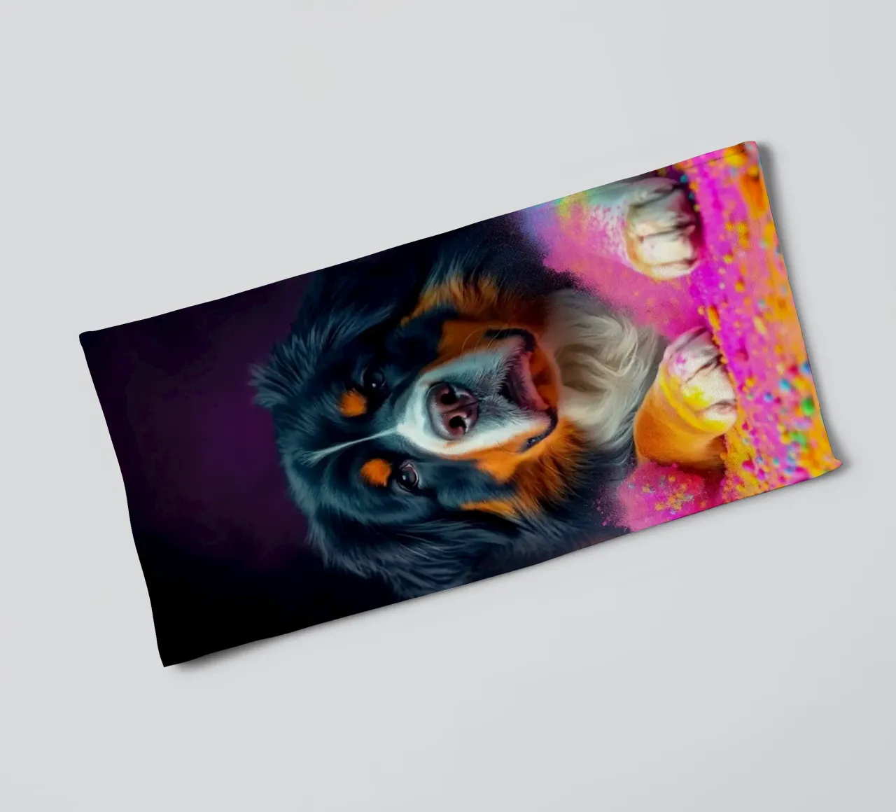 The colorful Bernese Mountain Dog #101 towel by Yumis.Beargang.and.Me