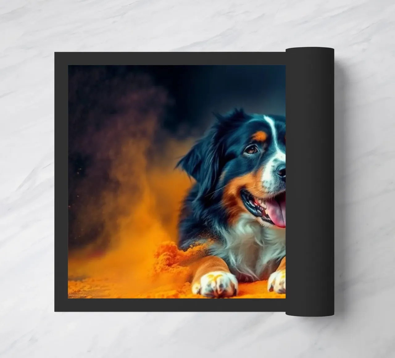 The colorful Bernese Mountain Dog #102 doormat by Yumis.Beargang.and.Me