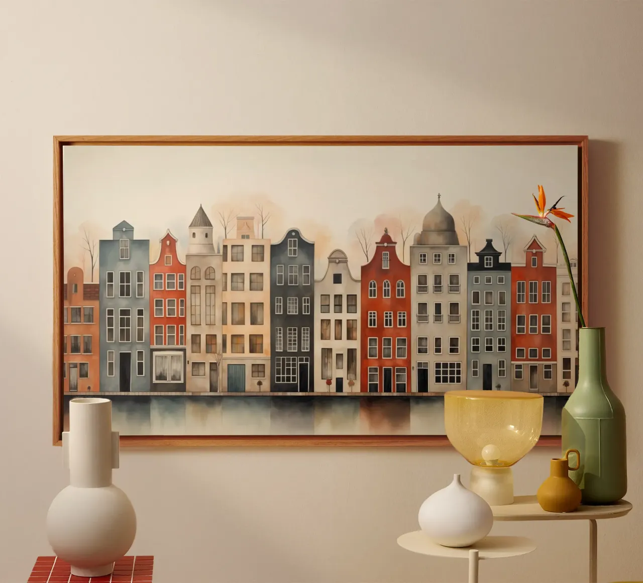 Grachtenpanden canvas met Baklijst van Imagine