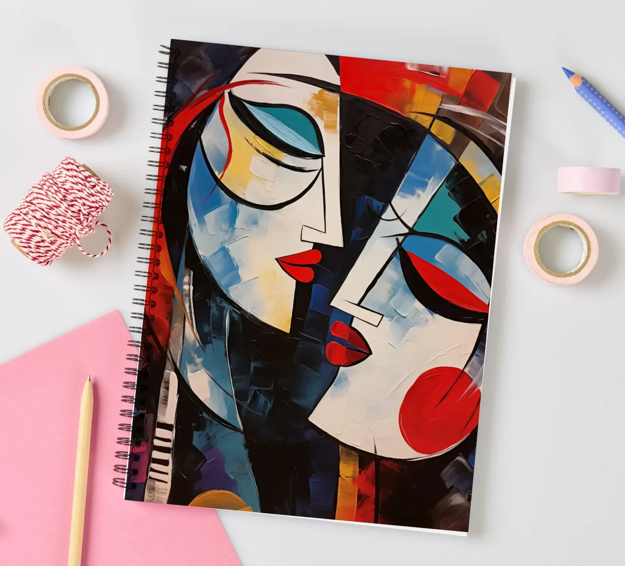 Abstract faces spiral notebook by Imagine