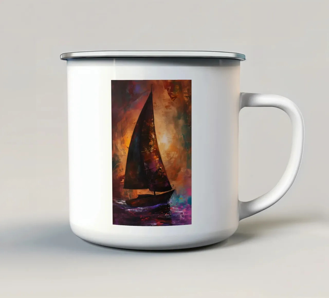 Zeilboot abstract emaille mok van Imagine