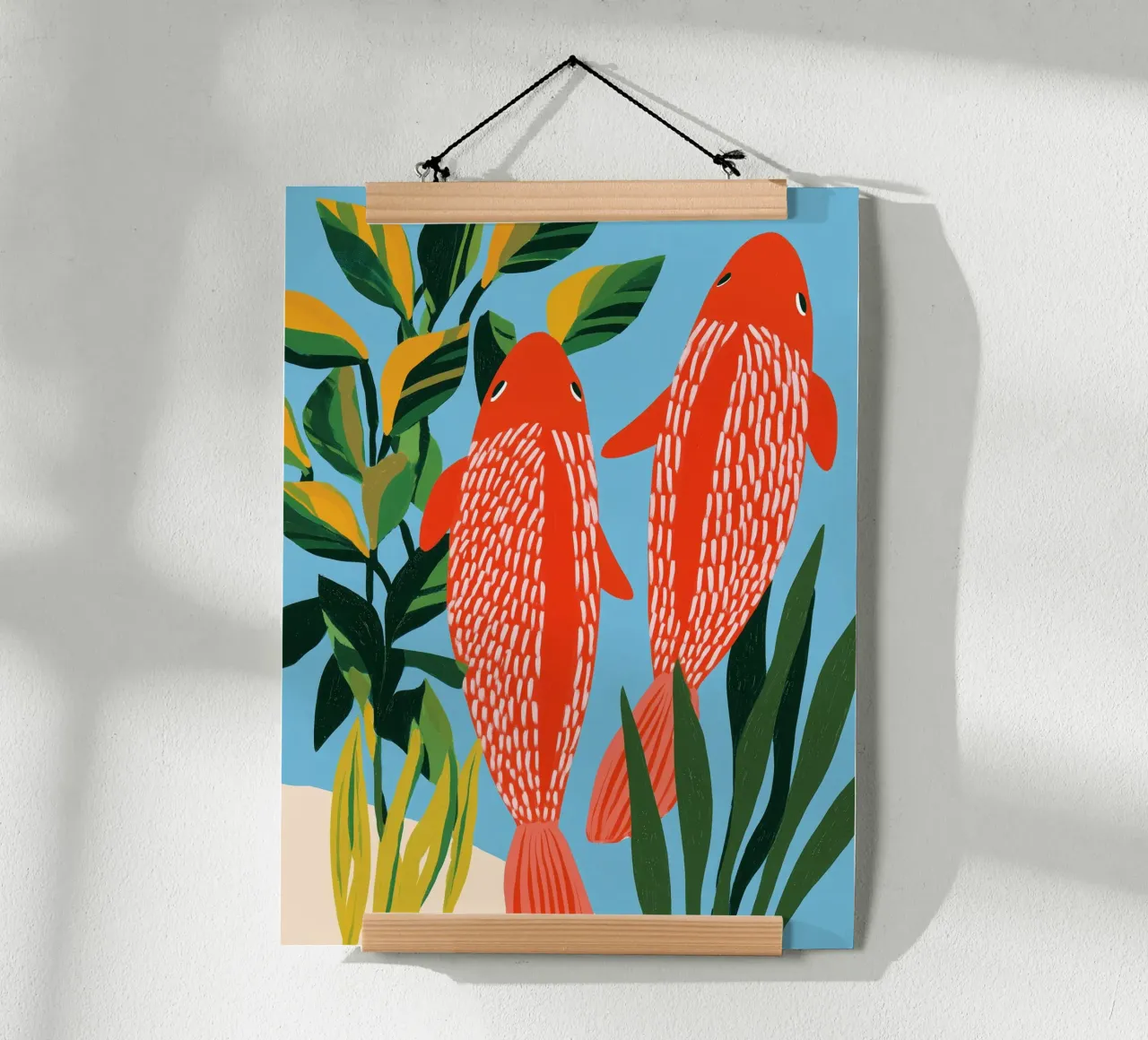 Pesce Koi che nuota verso l'alto carta hahnemühle da Autofocus