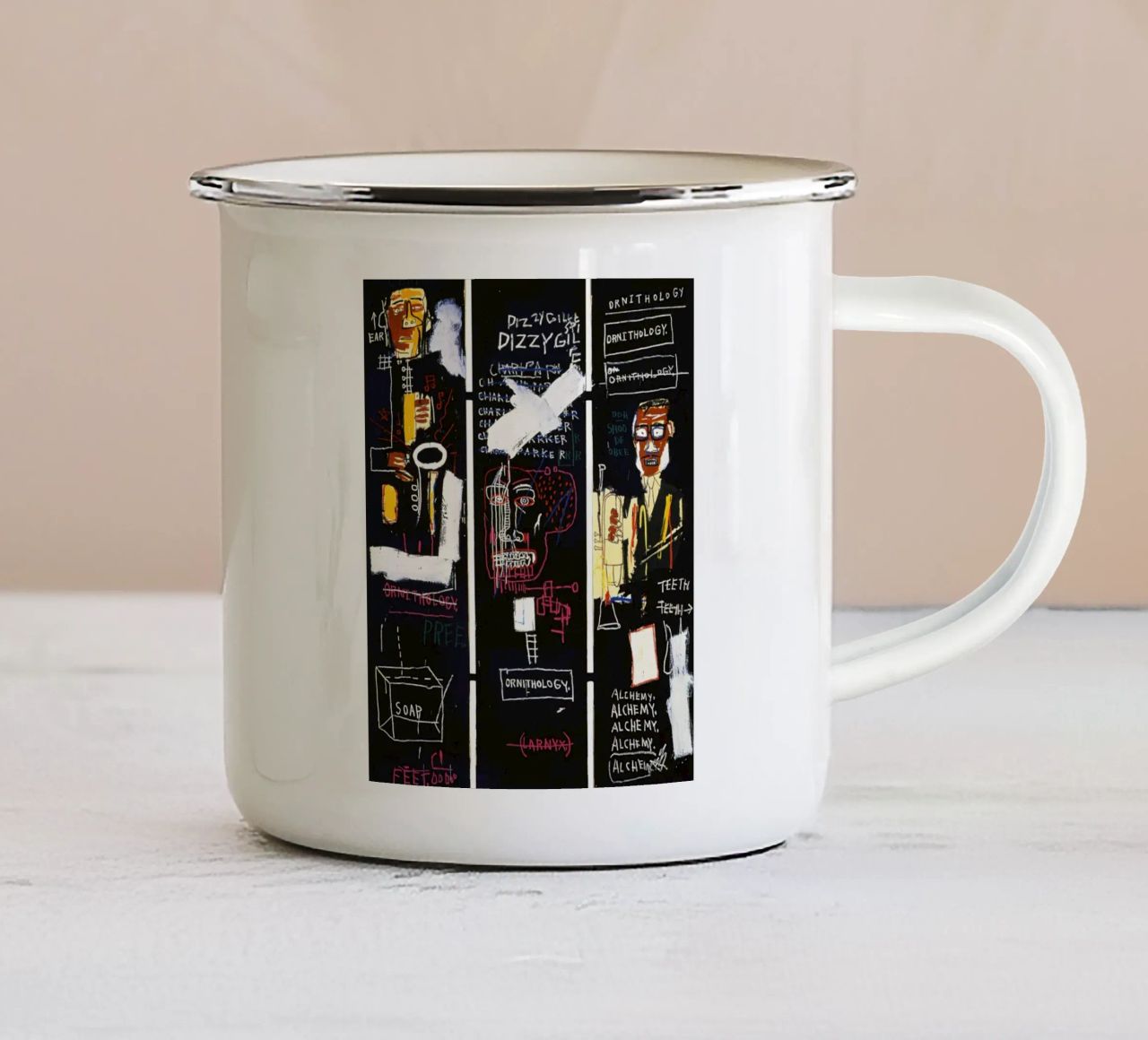 Suonatori di corno Michel tazza in smalto da PEVITA