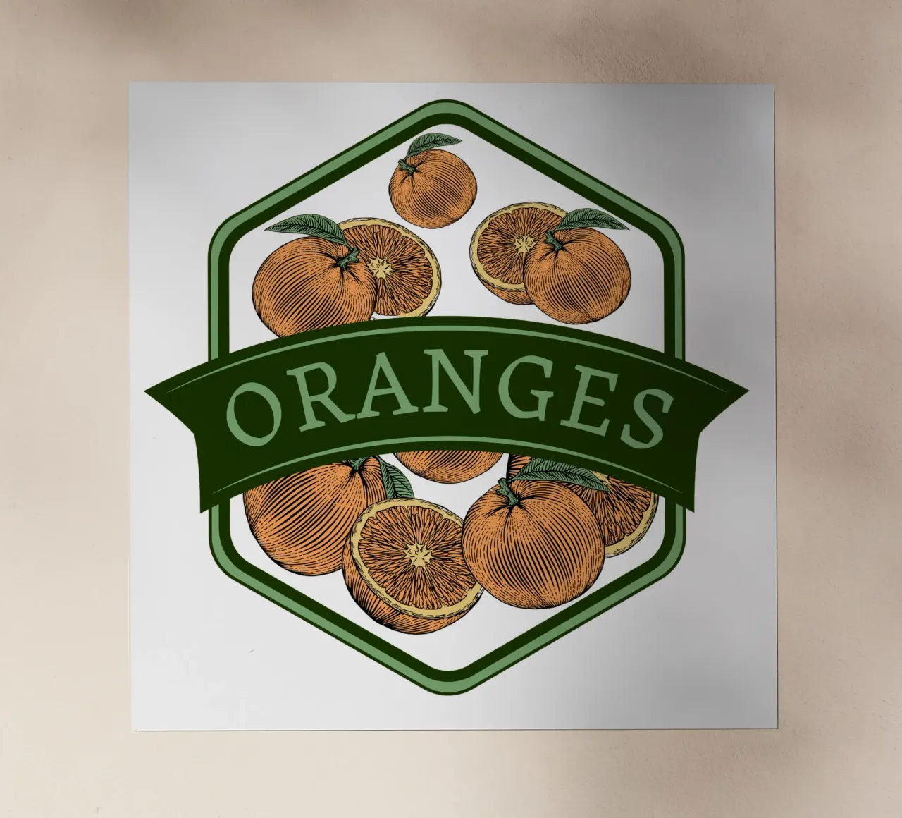 Oranges Vintage Badge | Citrus Fruit Art Print pellicola backlit da Une Affaire de Filles