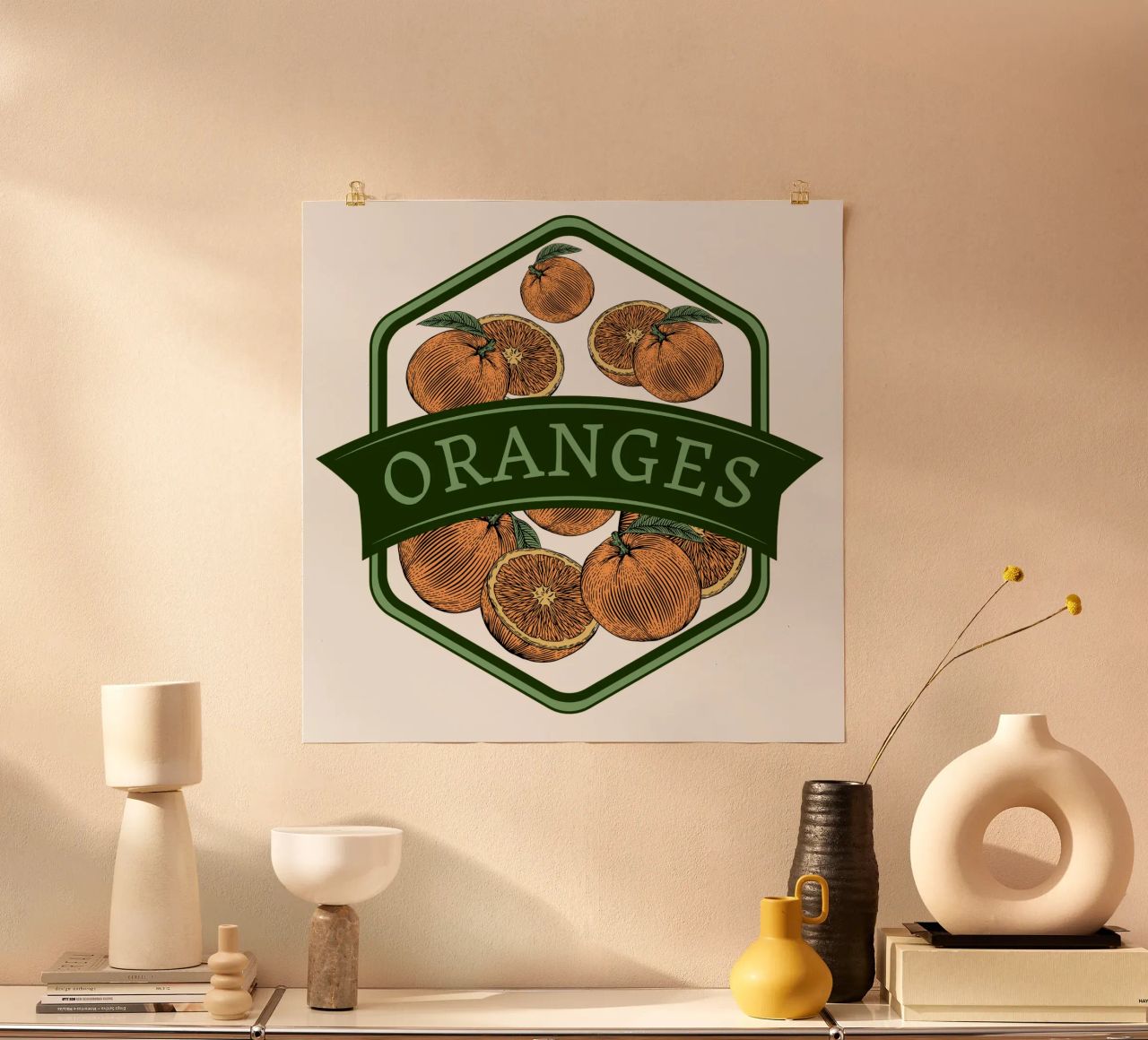 Oranges Vintage Badge | Citrus Fruit Art Print poster de Une Affaire de Filles