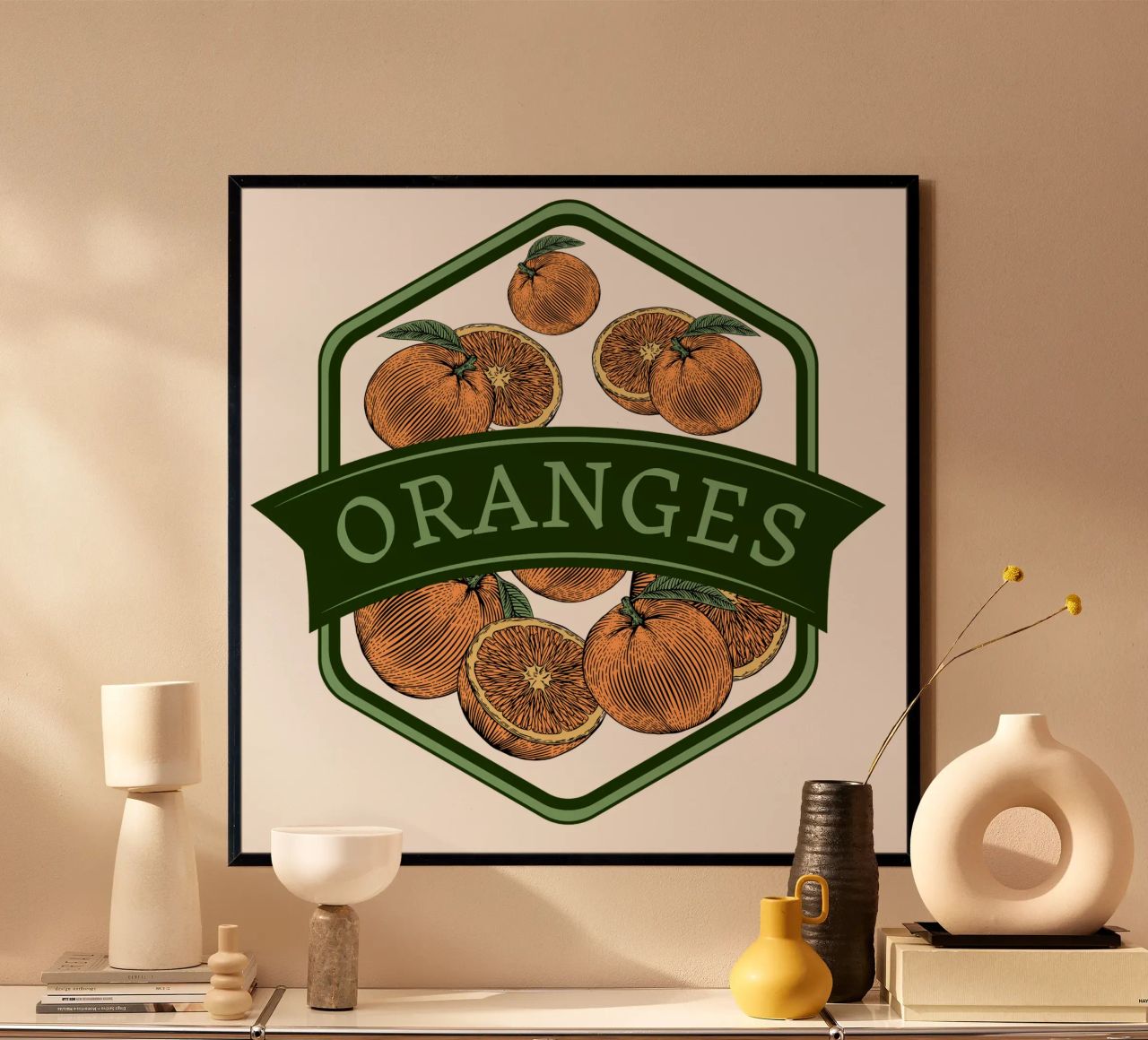 Oranges Vintage Badge | Citrus Fruit Art Print poster de Une Affaire de Filles