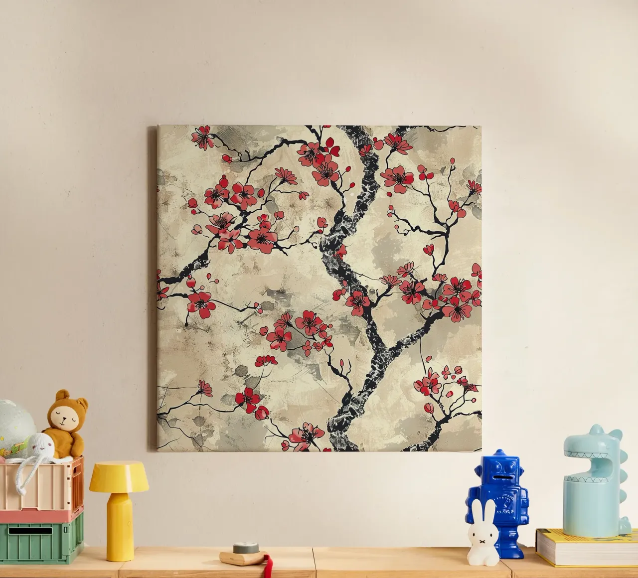Sakura Serenity tela con Cornice a cassetta da Botanical Pattern House