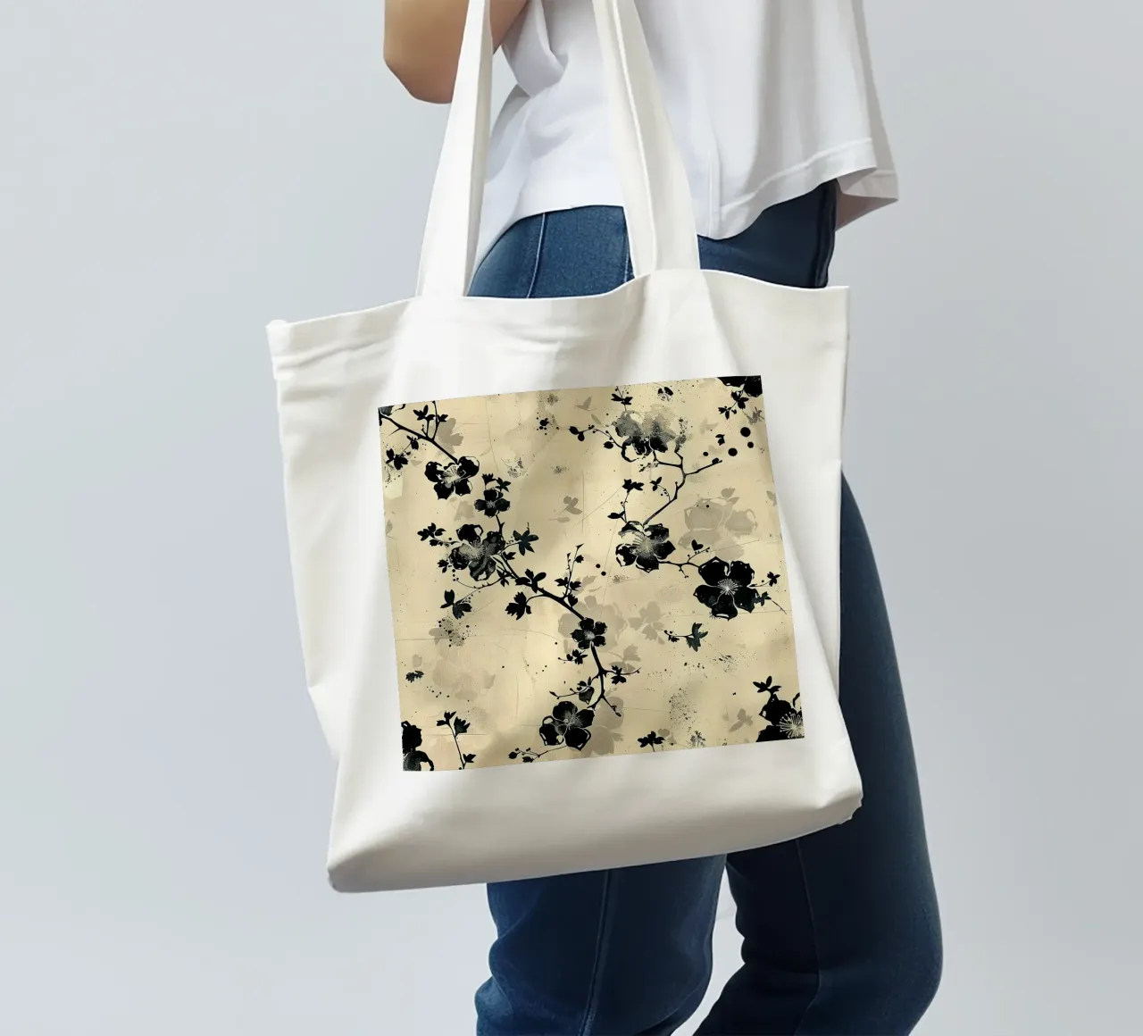 Sakura Serenity borsa in juta da Botanical Pattern House