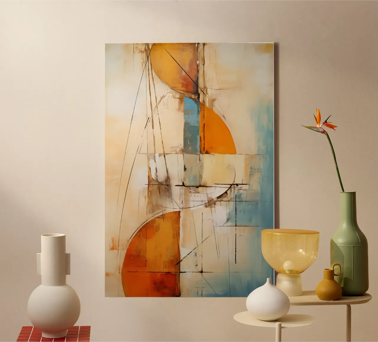 Abstract forms canvas with Floater frame by Imagine