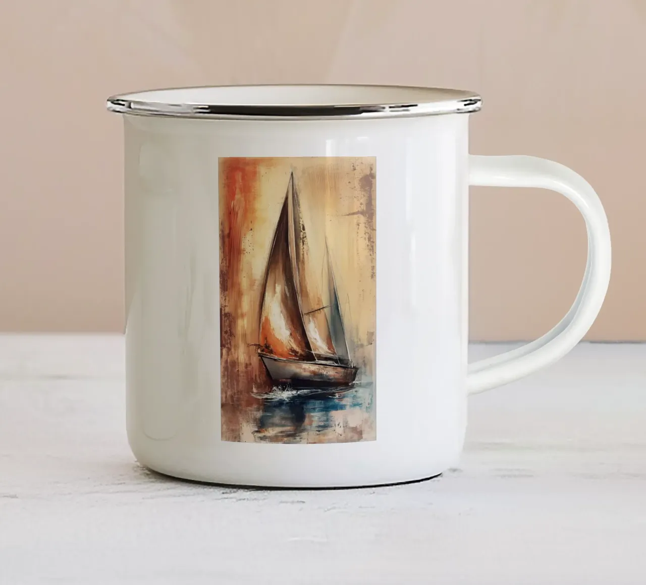Zeilboot astratto tazza in smalto da Imagine