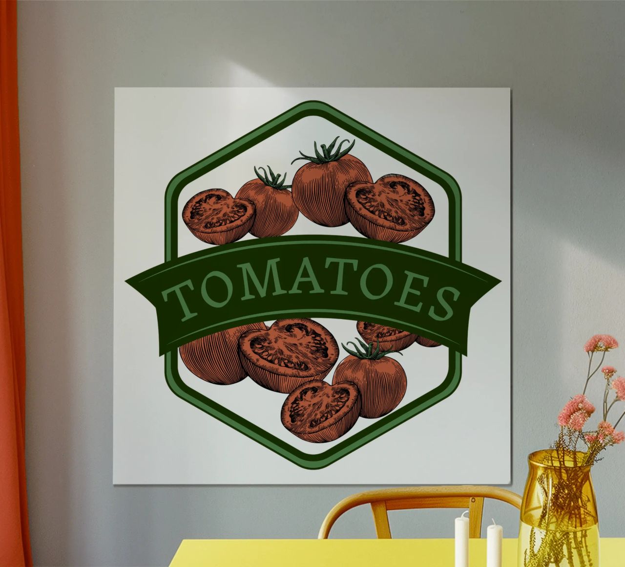 Tomatoes Vintage Badge | Botanical Kitchen Art poster de Une Affaire de Filles