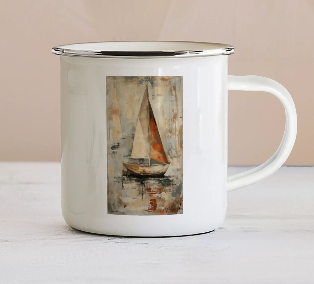 Zeilboot abstract Emaille Tasse von Imagine