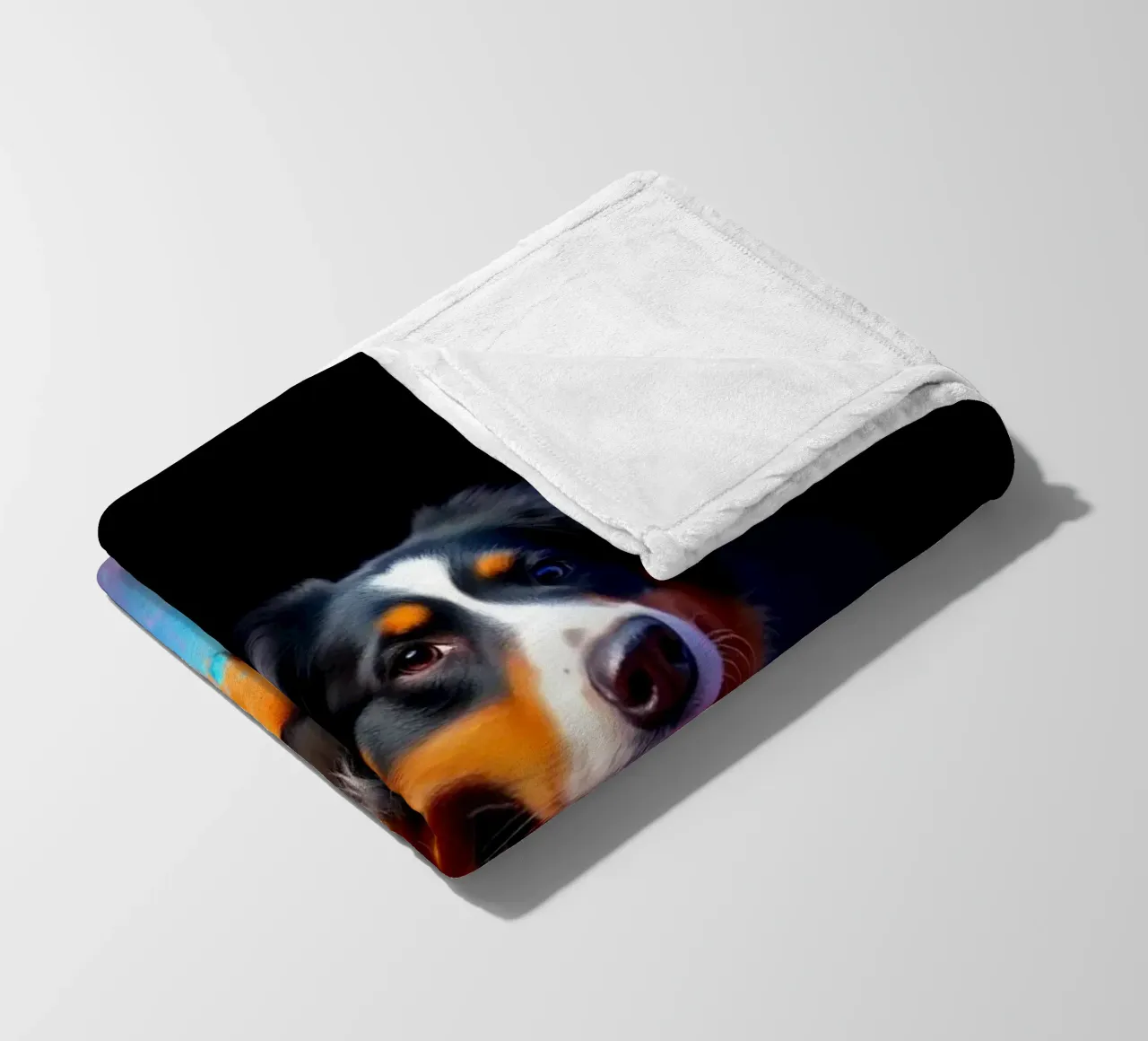 The colorful Bernese Mountain Dog #108 fleece blanket by Yumis.Beargang.and.Me