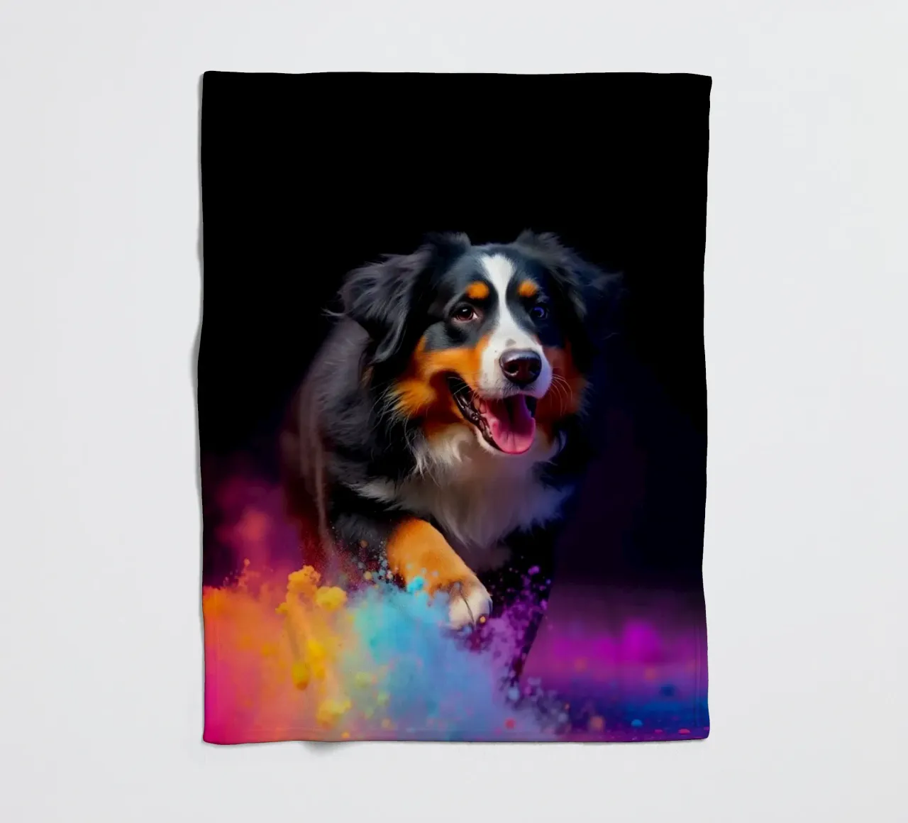 The colorful Bernese Mountain Dog #108 fleece blanket by Yumis.Beargang.and.Me