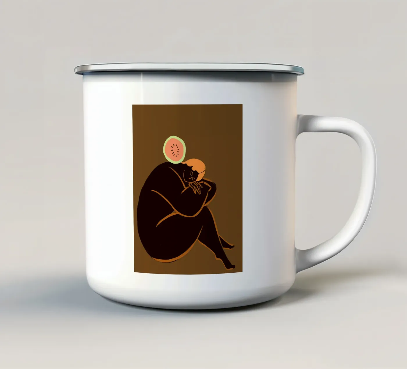 Meloncholy enamel mug by Arty Guava