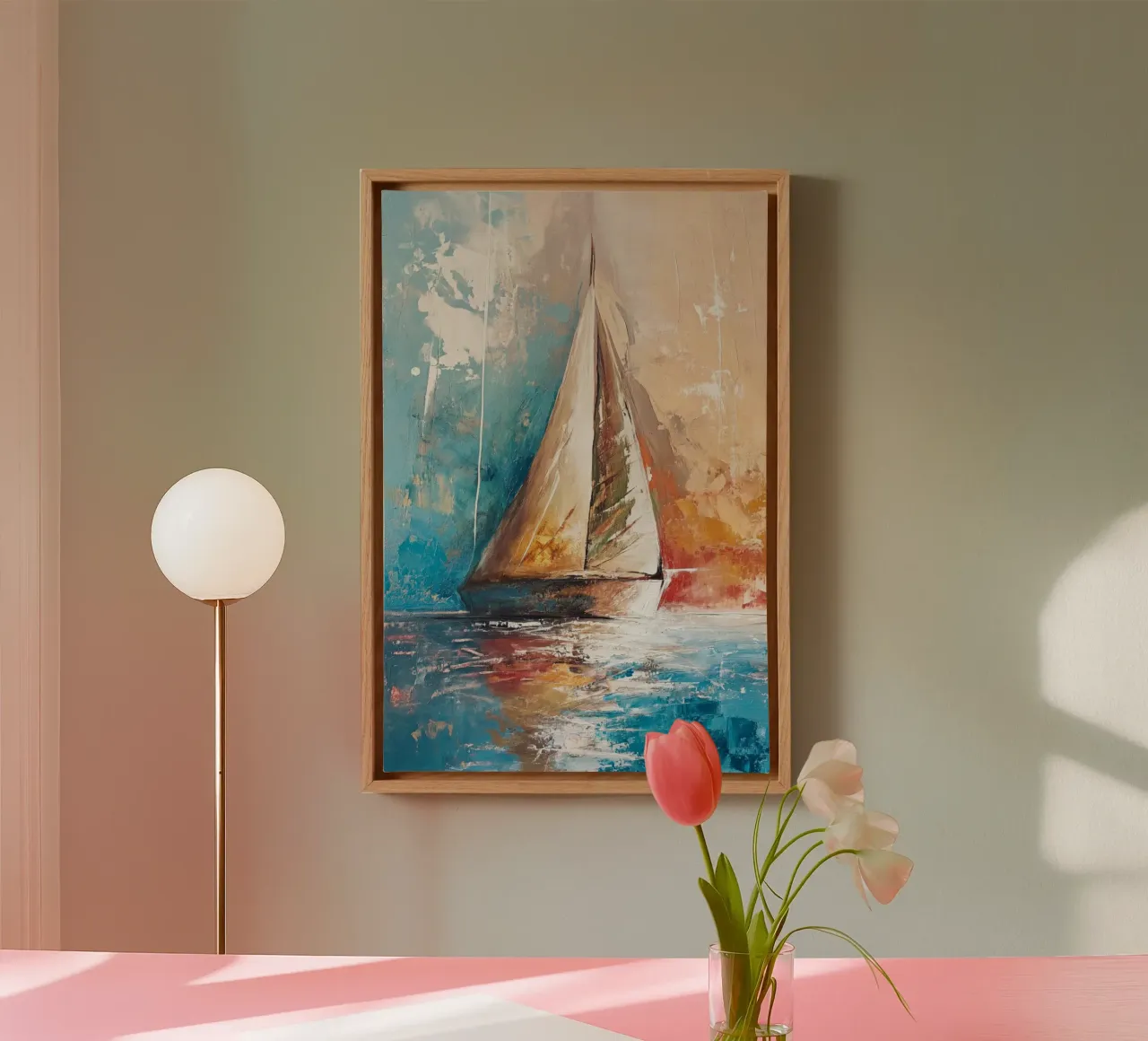 Zeilboot abstract Leinwand mit Schattenfugenrahmen von Imagine