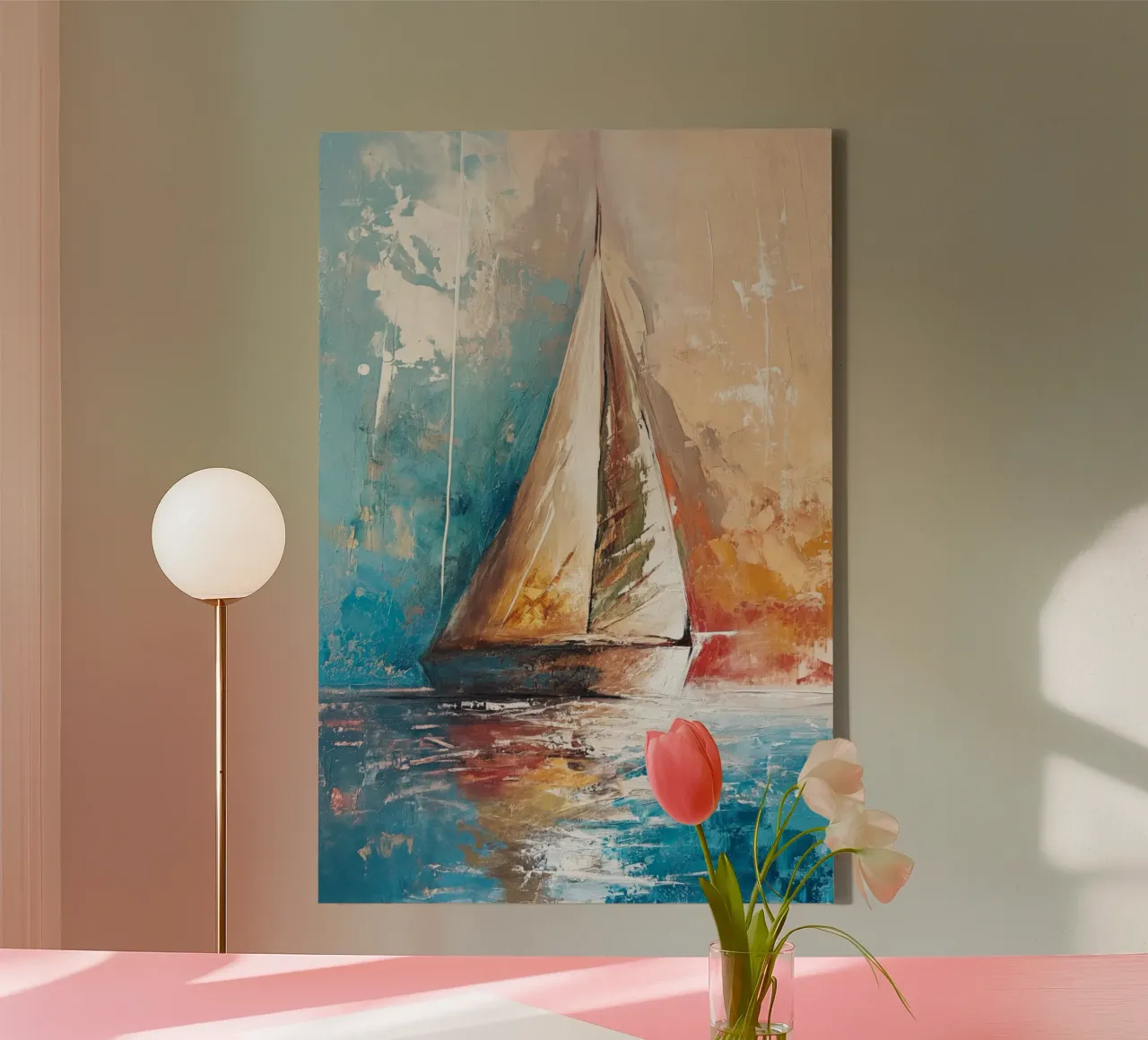 Zeilboot abstract Leinwand mit Schattenfugenrahmen von Imagine