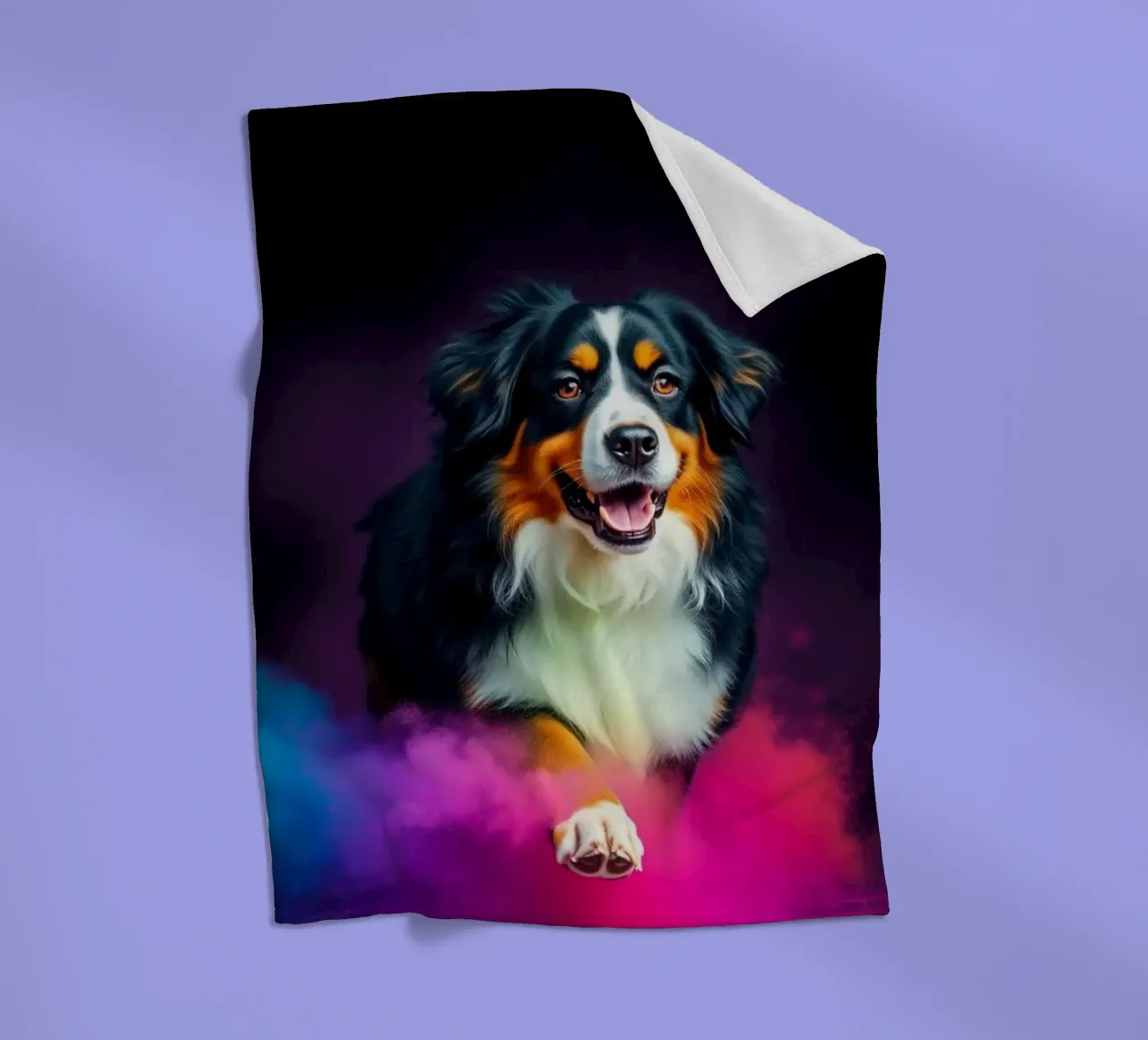 The colorful Bernese Mountain Dog #109 fleece blanket by Yumis.Beargang.and.Me