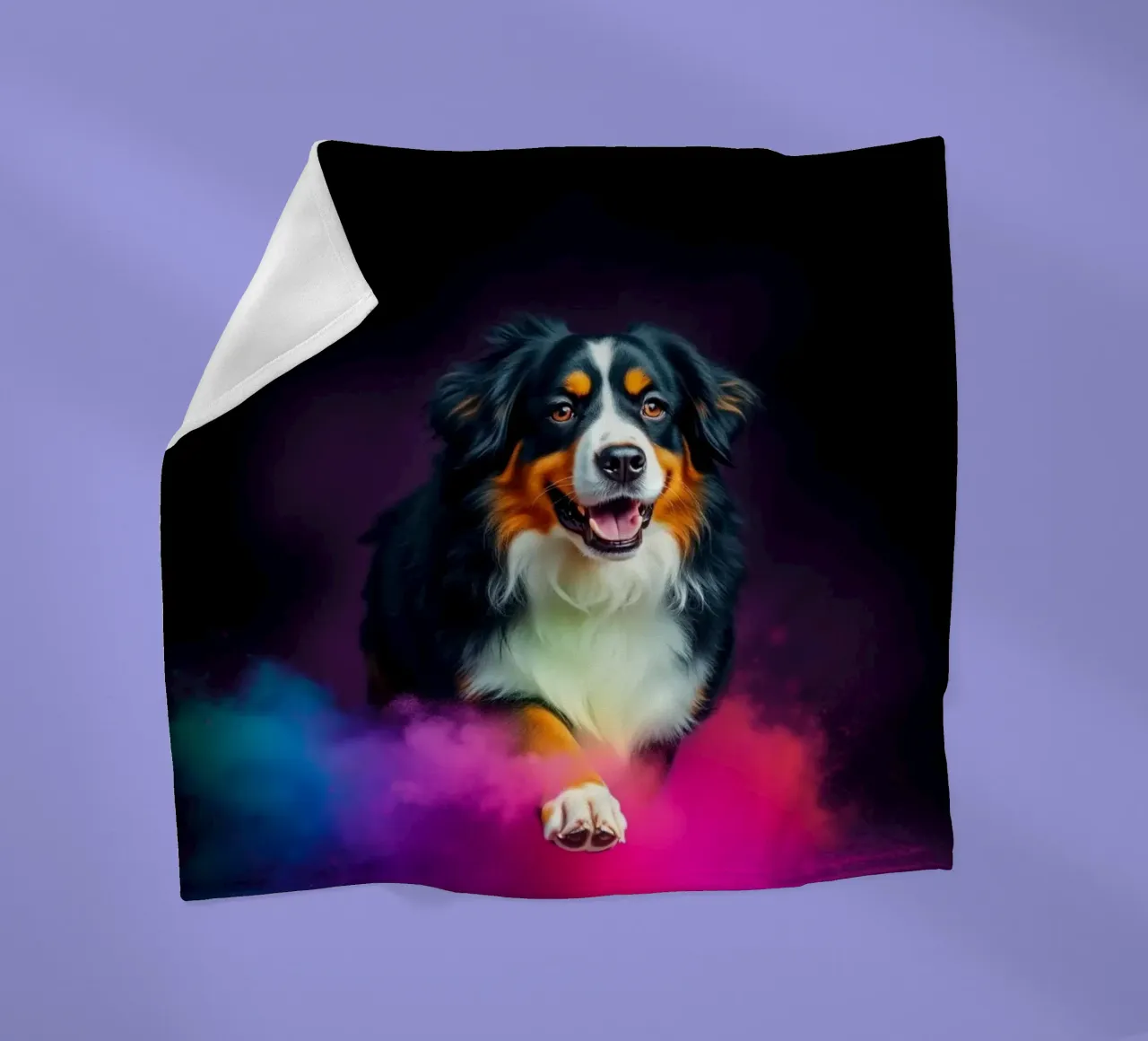 The colorful Bernese Mountain Dog #109 fleece blanket by Yumis.Beargang.and.Me