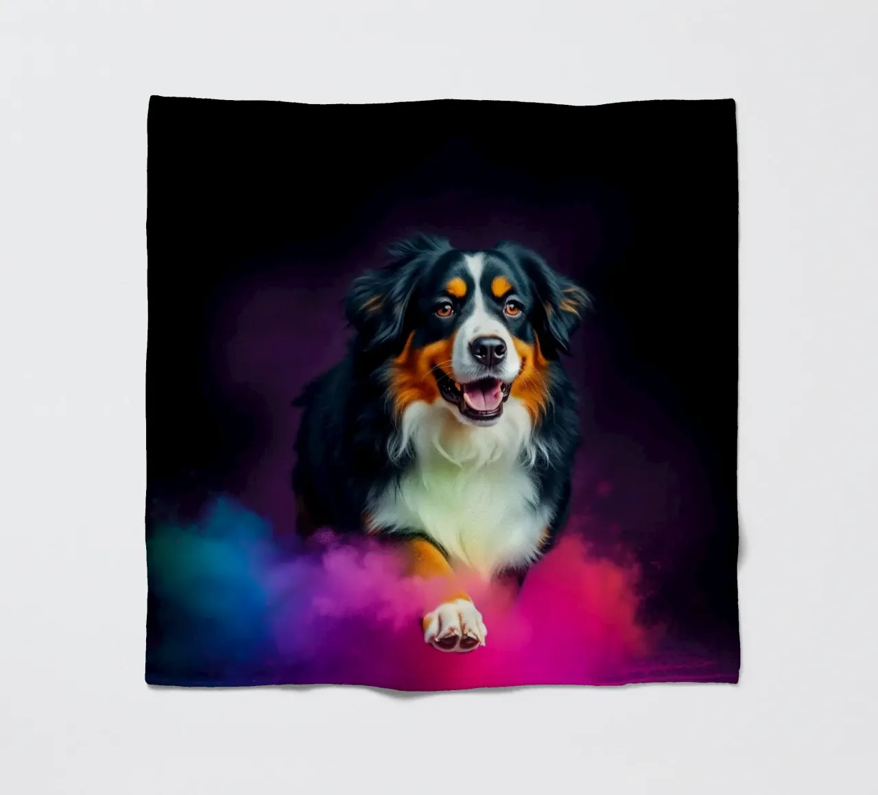 The colorful Bernese Mountain Dog #109 fleece blanket by Yumis.Beargang.and.Me
