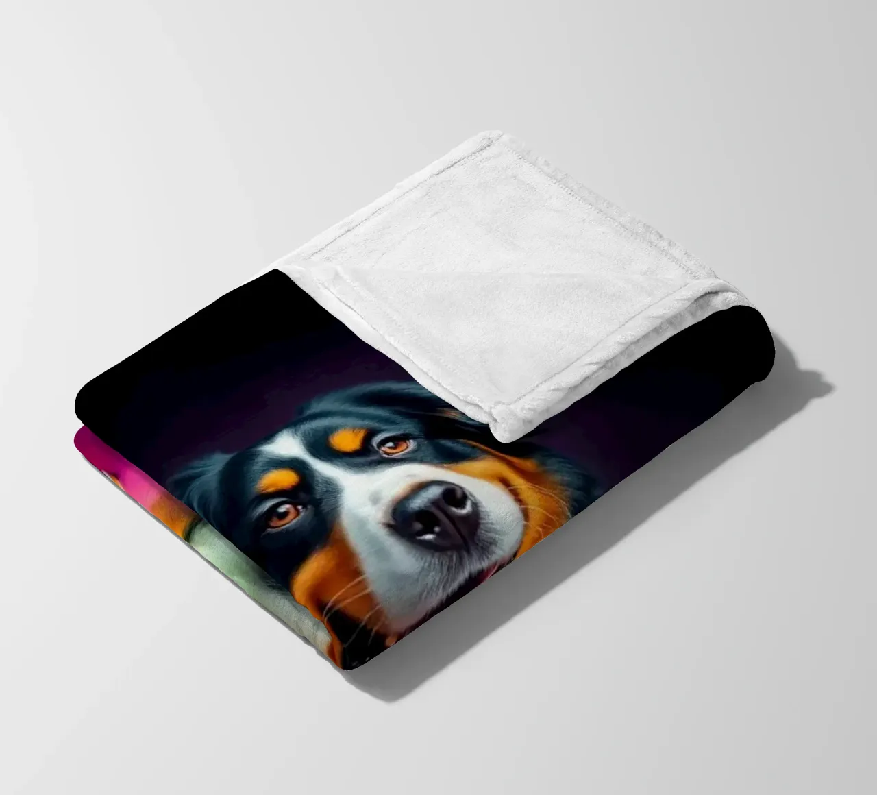 The colorful Bernese Mountain Dog #109 fleece blanket by Yumis.Beargang.and.Me