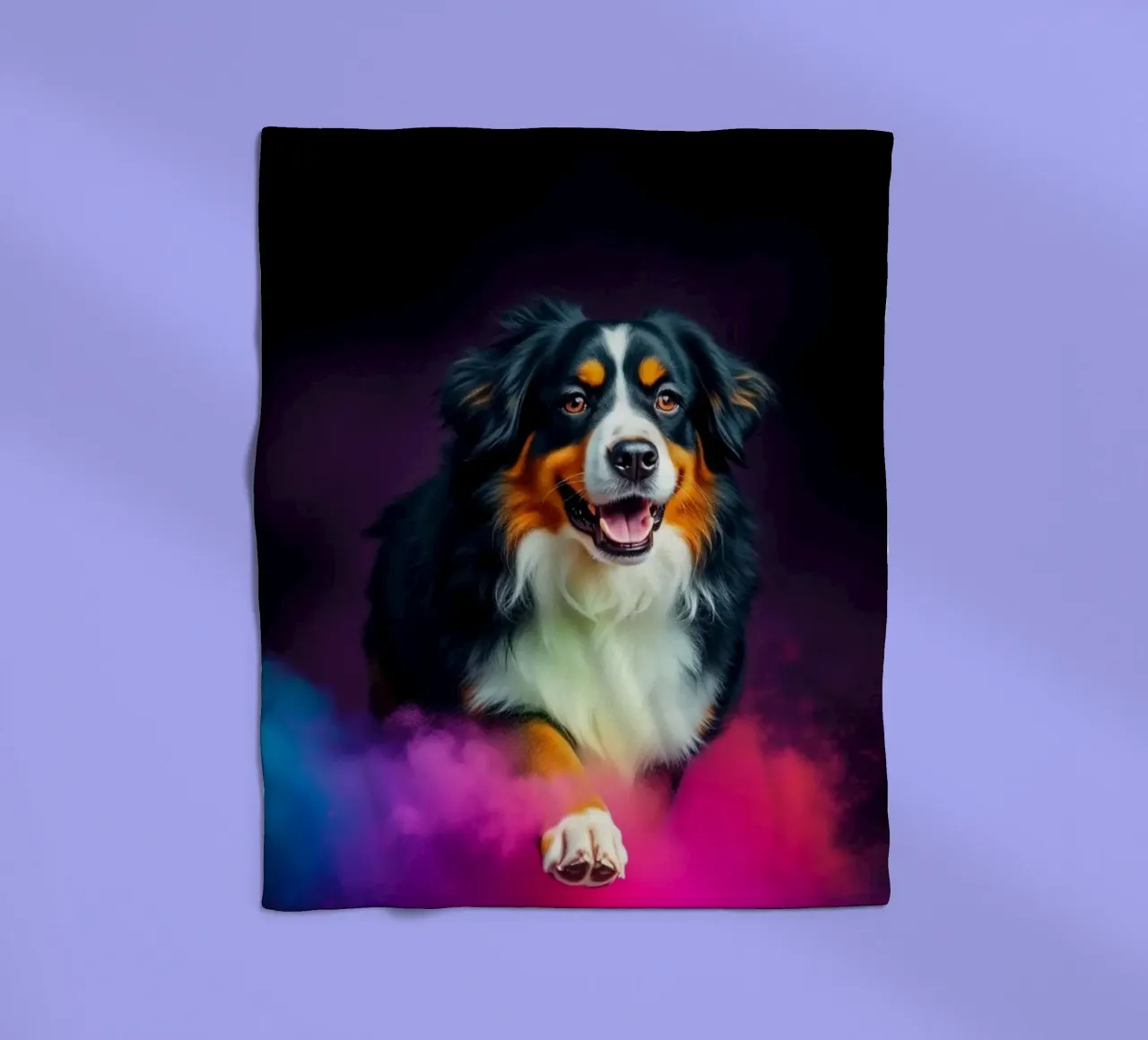 The colorful Bernese Mountain Dog #109 fleece blanket by Yumis.Beargang.and.Me