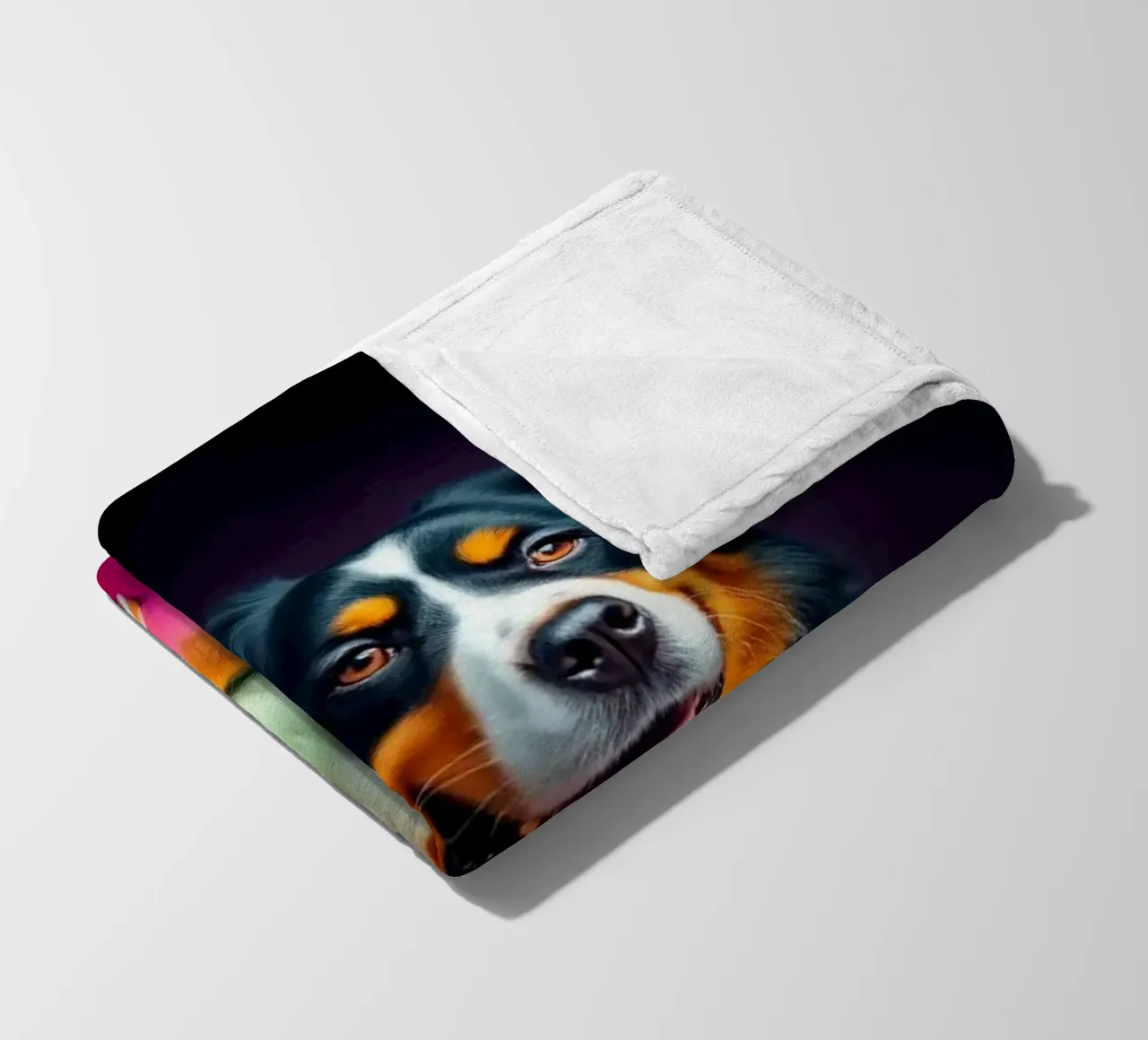 The colorful Bernese Mountain Dog #109 fleece blanket by Yumis.Beargang.and.Me