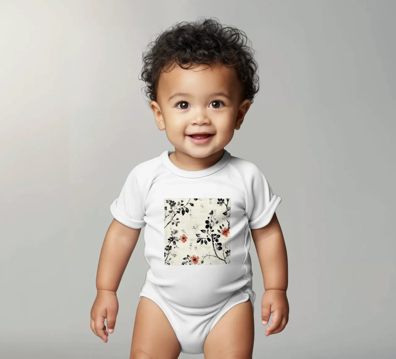 Sakura Serenity body neonato maniche corte da Botanical Pattern House