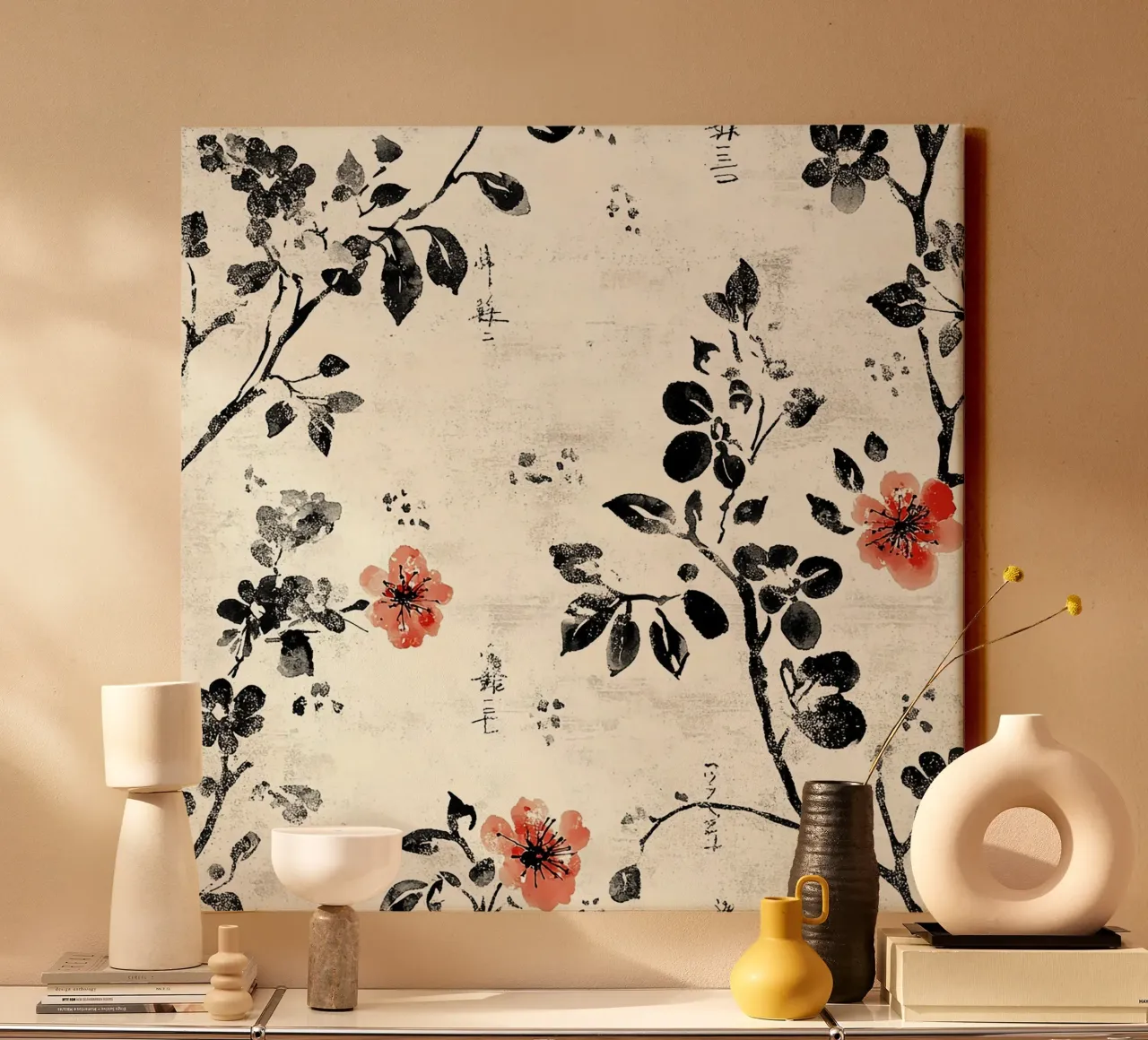 Sakura Serenity tela con Cornice a cassetta da Botanical Pattern House