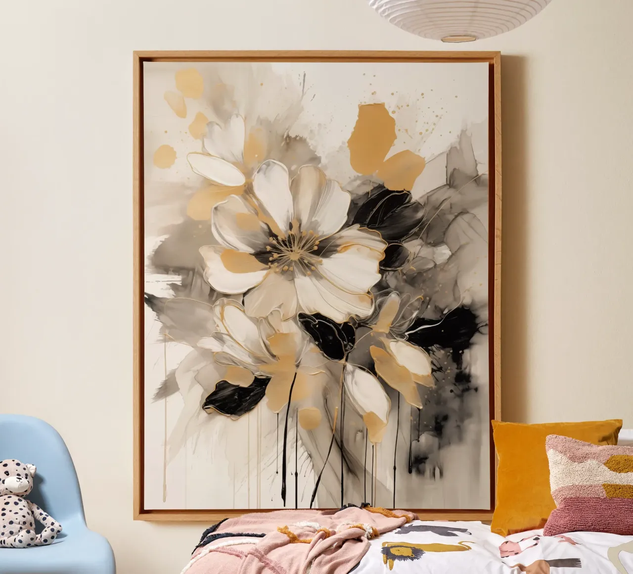 bloemen abstract canvas met Baklijst van Imagine