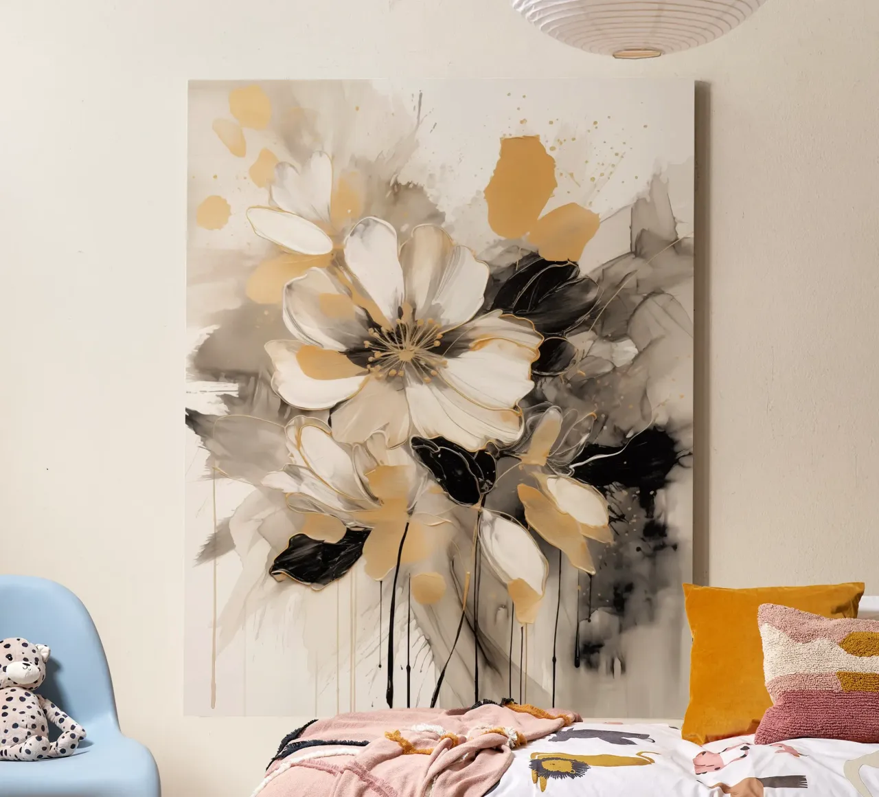 bloemen abstract canvas met Baklijst van Imagine