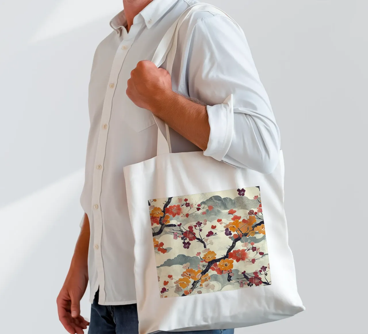 Sakura Serenity borsa in juta da Botanical Pattern House