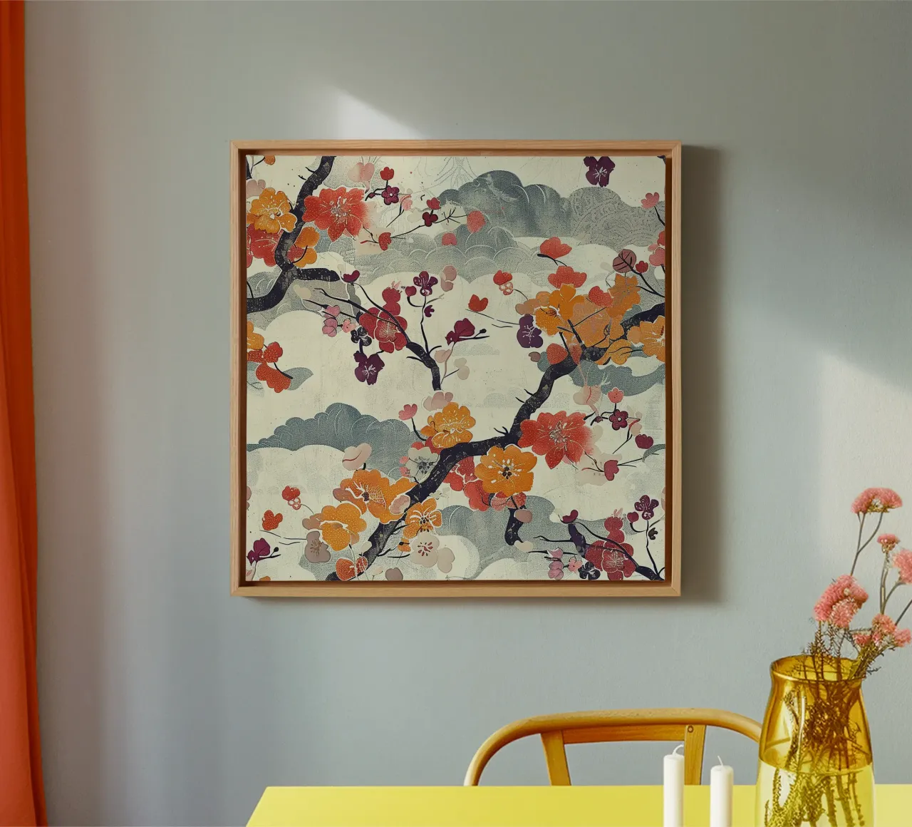 Sakura Serenity tela con Cornice a cassetta da Botanical Pattern House
