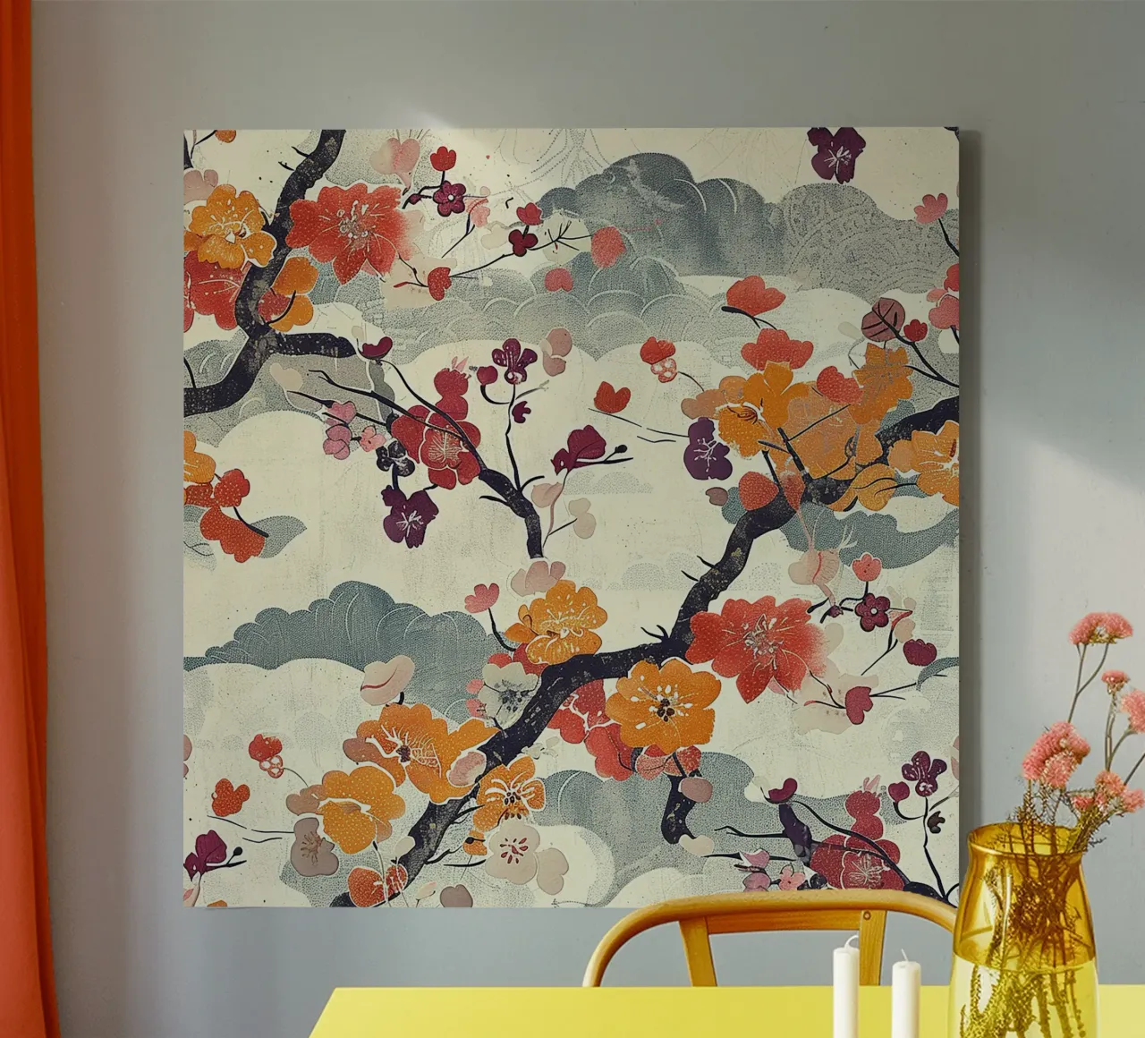 Sakura Serenity tela con Cornice a cassetta da Botanical Pattern House