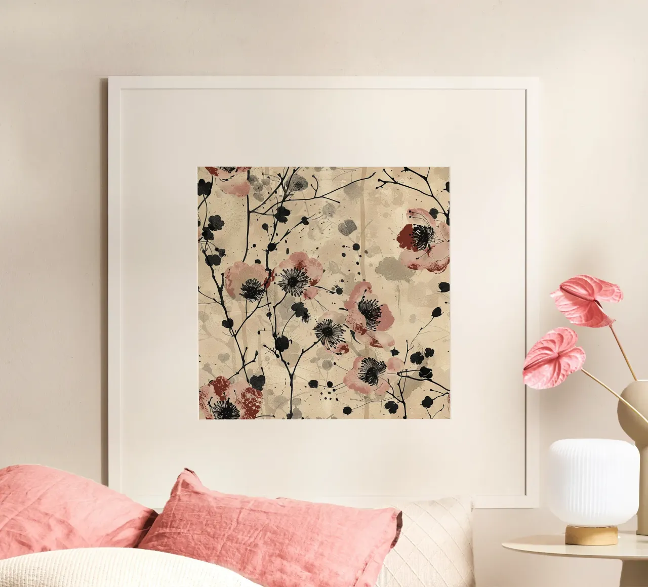 Sakura Serenity poster con telaio in plastica da Botanical Pattern House