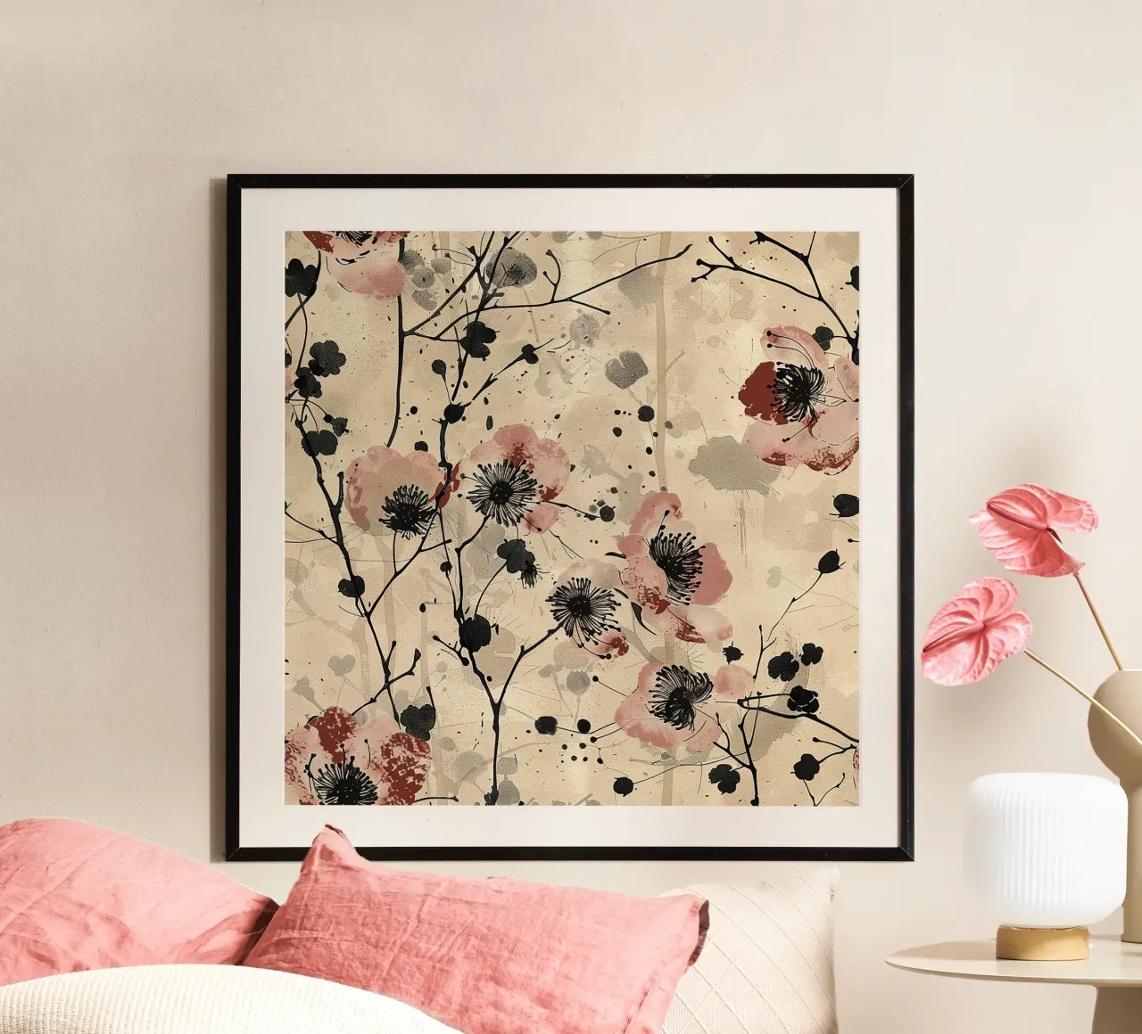 Sakura Serenity poster con telaio in plastica da Botanical Pattern House