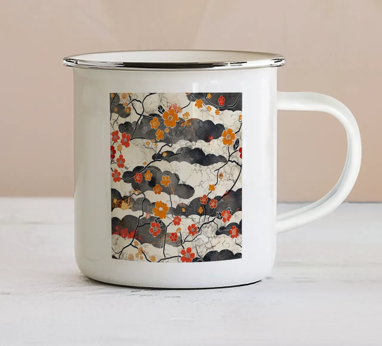 Sakura Serenity enamel mug by Botanical Pattern House