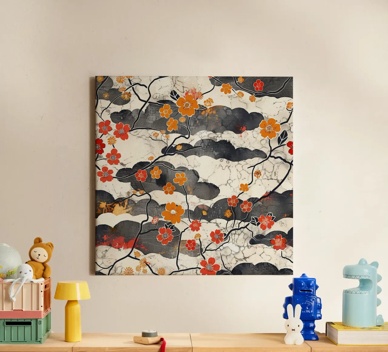 Sakura Serenity tela con Cornice a cassetta da Botanical Pattern House