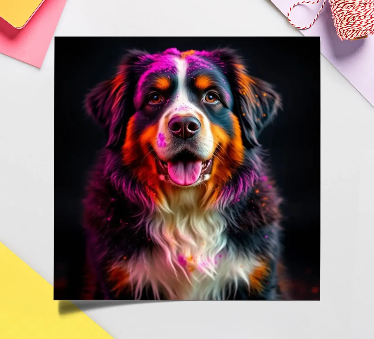 The colorful Bernese Mountain Dog #112 sticker sheet by Yumis.Beargang.and.Me