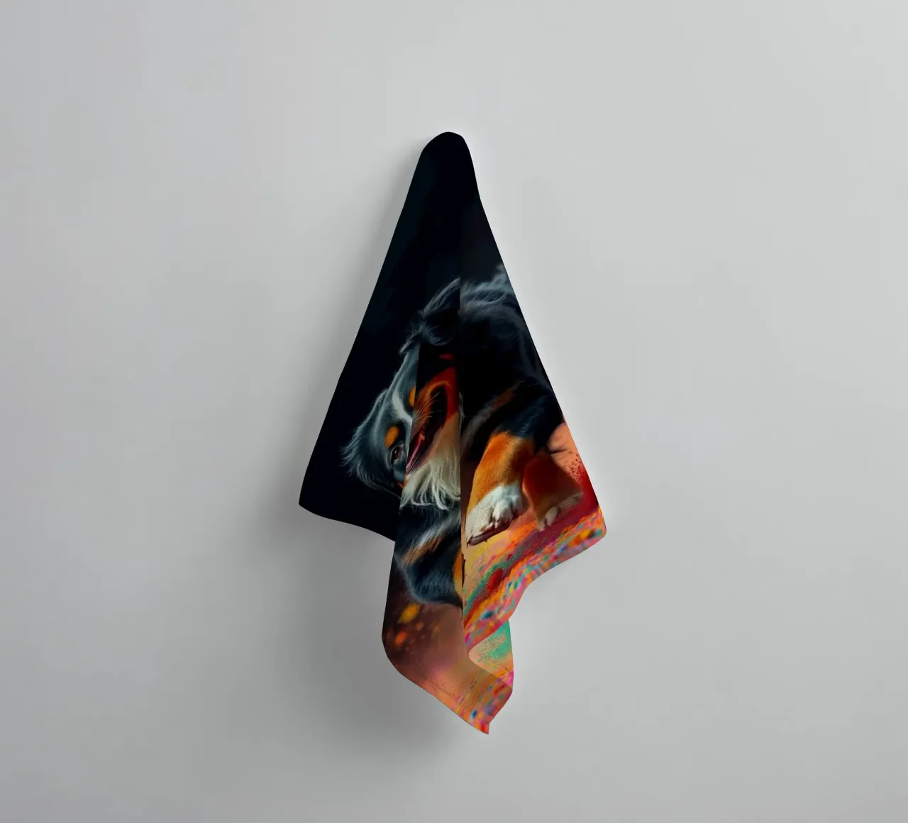 The colorful Bernese Mountain Dog #113 towel by Yumis.Beargang.and.Me