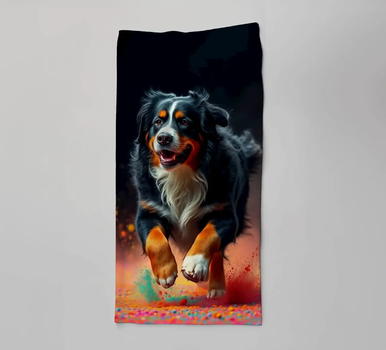 The colorful Bernese Mountain Dog #113 towel by Yumis.Beargang.and.Me