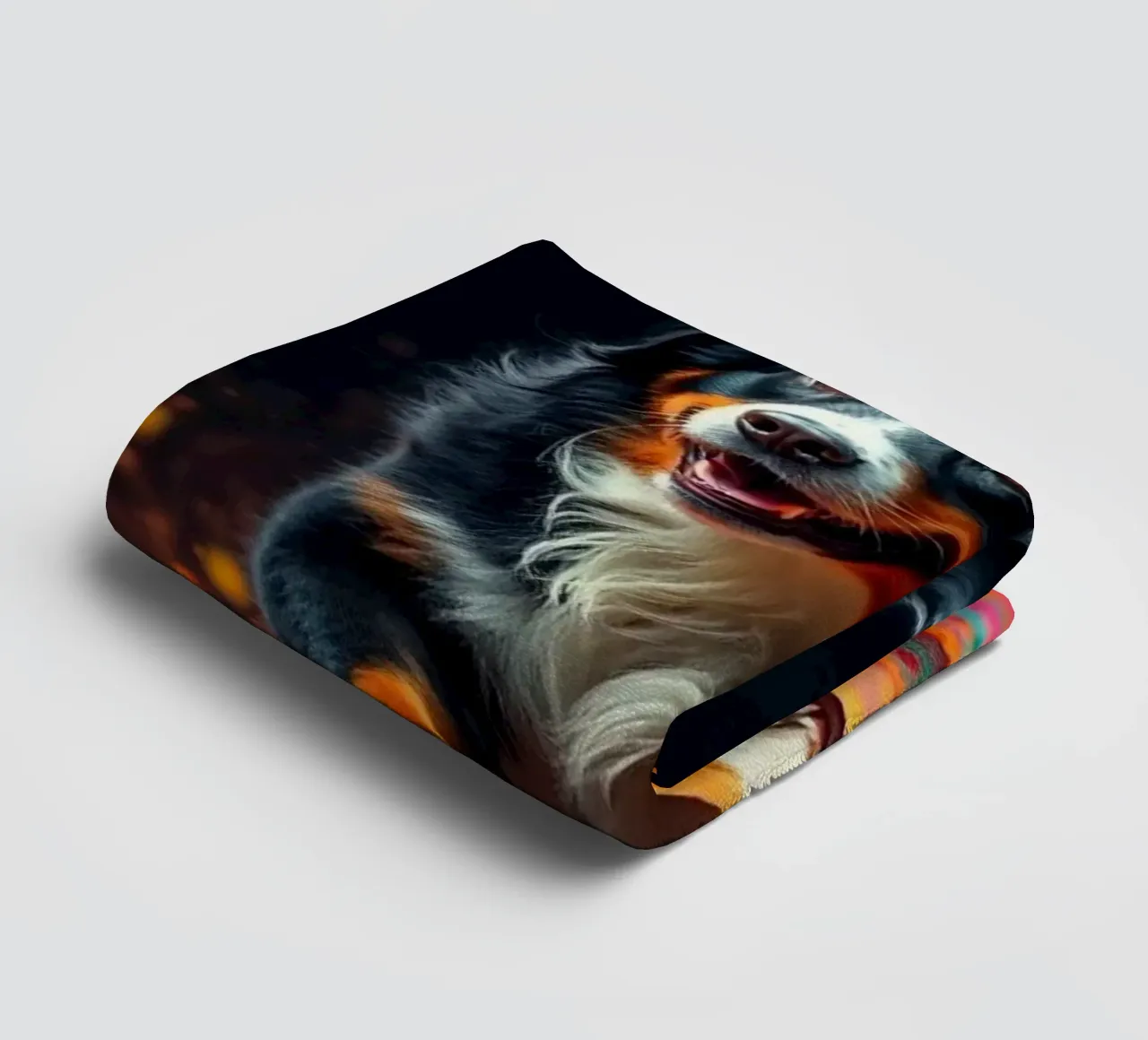 The colorful Bernese Mountain Dog #113 towel by Yumis.Beargang.and.Me