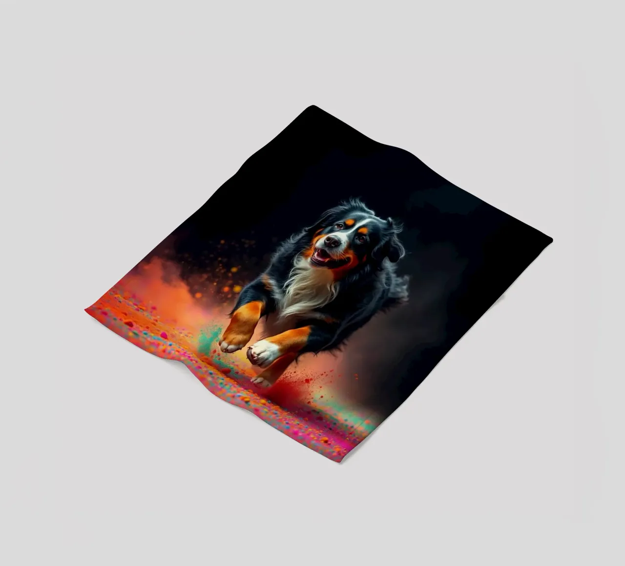 The colorful Bernese Mountain Dog #113 fleece blanket by Yumis.Beargang.and.Me